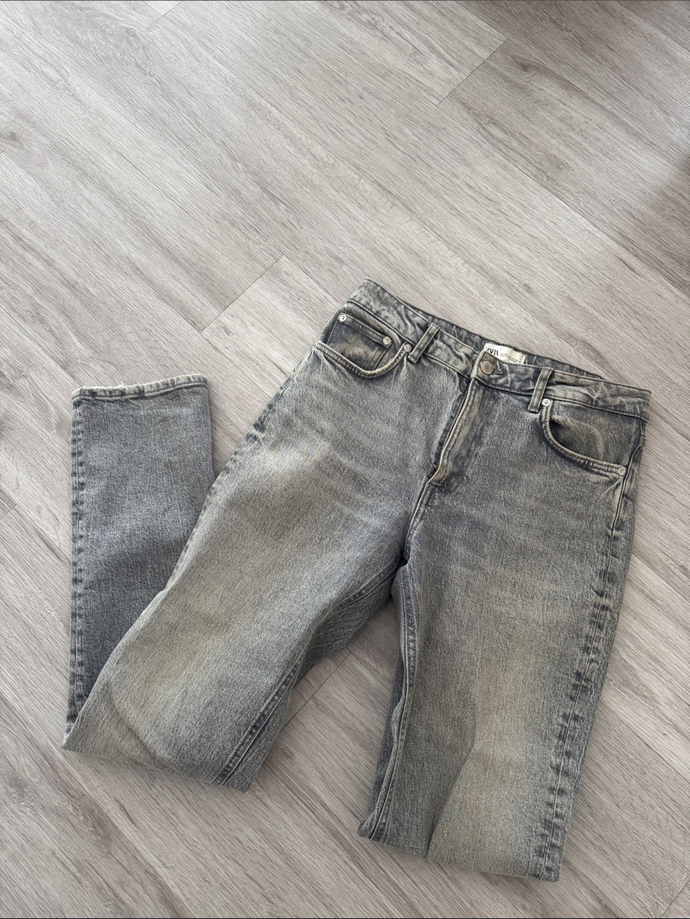 Zara womens Slim Straight Gray Washed Jeans